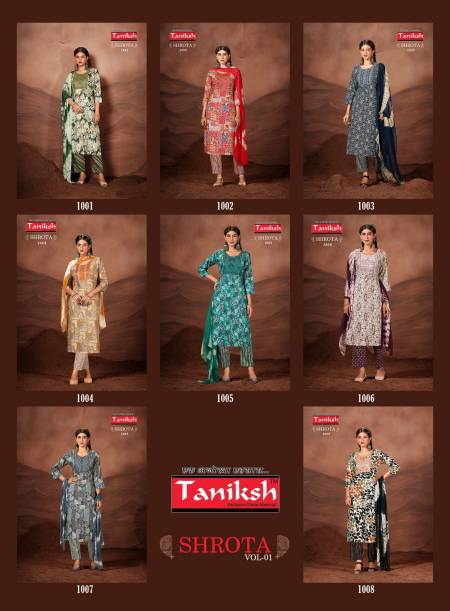 Taniksh Shrota Vol 1 Embroidery Readymade Suits Catalog
